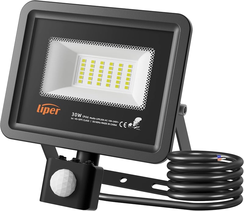 LIPER 50W LED reflektor mozgásérzékelővel, kültéri IP66 vízálló, 5000LM, hidegfehér