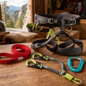 Pachet Via Ferrata: 1x chinga 160cm + set via ferrata + ham M–XL + carabină HMS