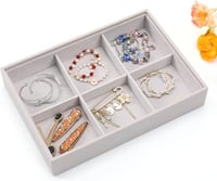 Elegáns 6 Rekeszes Bársony Ékszertartó Fiókrendező 7