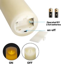 YIWER LED gyertyák szett - 3 db valódi viasz, távirányítós, időzíthető, elefántcsont 5