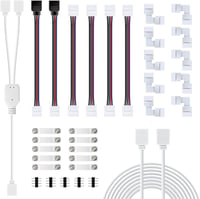 Plozoe LED Szalag Csatlakozó Készlet - 10mm RGB 5050 LED Szalaghoz - Sarokelem, Hosszabbító, Rögzítőklipszek - Beltéri Színváltós Világítás 1