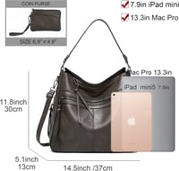 Gladdon nagy kapacitású szürke bőr női válltáska - Elegáns shopper táska több rekesszel 2
