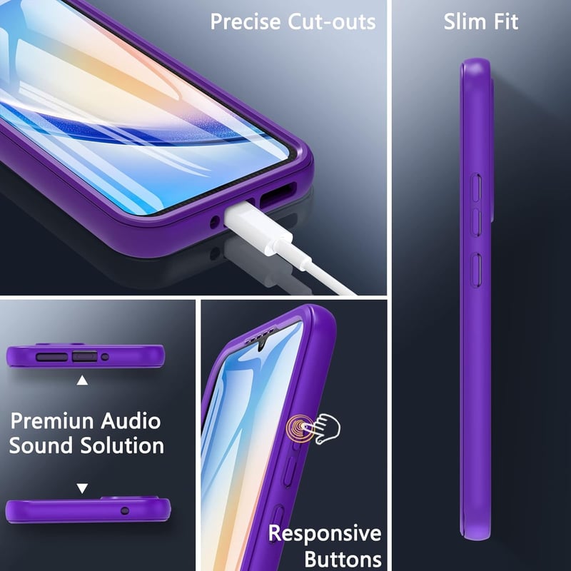 Samsung Galaxy A34 5G 360 fokos védőtok beépített kijelzővédővel - Lila