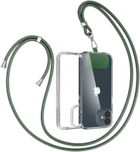 iPhone 11 Sötétzöld Ütésálló Tok Nyakpánttal - Víztiszta Szilikon Védőtok 1