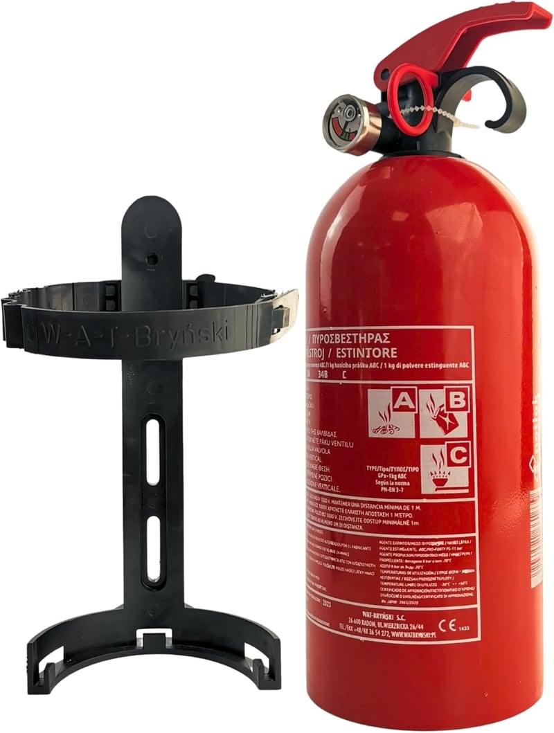 notlok Safety Work 2 db 1 kg-os ABC Poroltó Készülék | Elektromos Eszközökhöz < 1000 V | Mini Tűzoltó Készülék Konyhába és Autóba | Tartóval