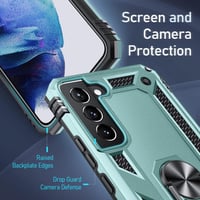 Samsung Galaxy S22 Ütésálló Tok Forgatható Gyűrűvel - Zöld (Katonai Védelem) 3