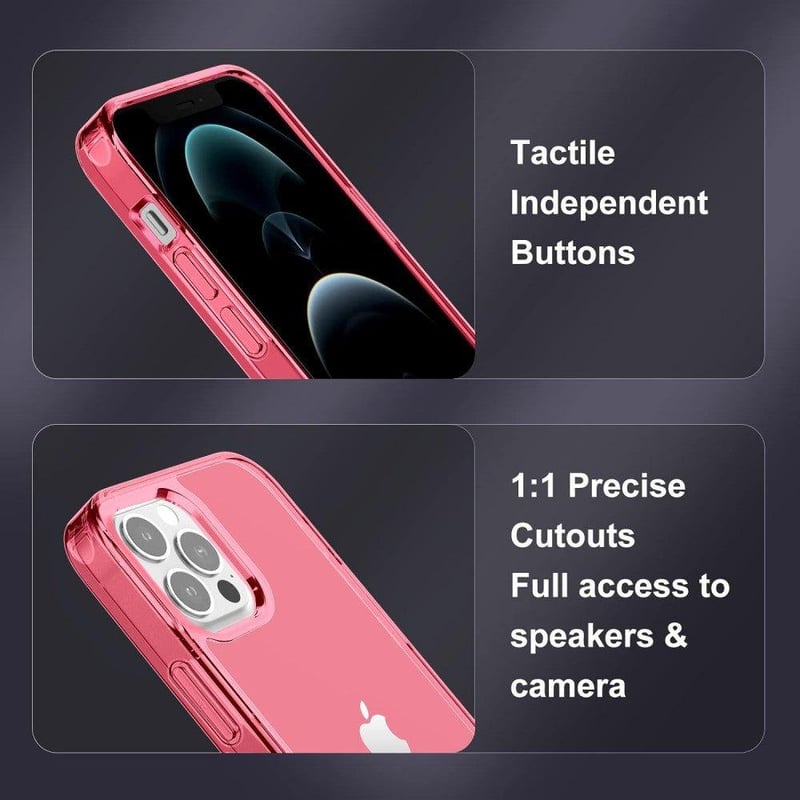 Apple iPhone 12 Pro Max Piros Áttetsző Szilikon Tok Beépített Állvánnyal