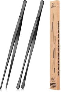 BUNDLEPRO 2 db 30,5 cm-es Konyhai Csipesz - Rozsdamentes Acél Profi Hosszú Fogó BBQ-hoz, Tálaláshoz - Fekete 1