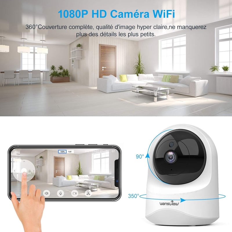 Wansview 2K WiFi beltéri biztonsági kamera Alexa-kompatibilis, babaőrző funkcióval