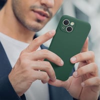 iPhone 14 Szilikon Tok Mikroszálas Béléssel, 2db-os Szett Fekete-Zöld 7