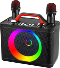 ALPOWL K06 Hordozható Karaoke Gép 2 Mikrofonnal - Dinamikus Fényekkel, TF/USB/AUX/TWS Támogatással, Gyerekeknek és Felnőtteknek Partikra 1