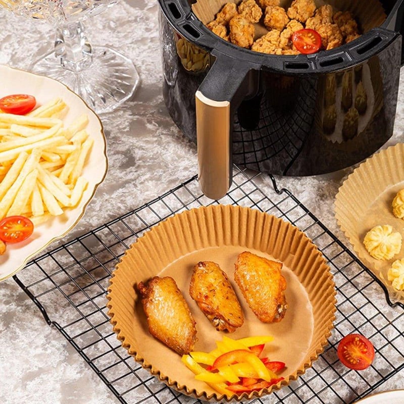 Airfryer Sütőpapír 100db - 16x20cm Egyszerhasználatos Légkeveréses Sütőhöz