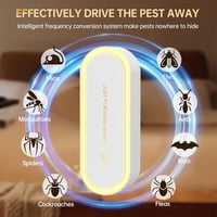 bubbacare Ultrahangos Rovarriasztó 2db - LED Éjszakai Fény, Elektromos Kártevőűző Szúnyog, Egér, Pók Ellen, 1200m² Hatótávolság, Fehér 2