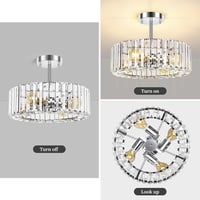 FRIDEKO HOME Modern Kristály Mennyezeti Lámpa - Króm, 4 Izzós, Kerek Csillár, 37 cm Átmérő, E27 Foglalattal Hálószobába, Nappaliba, Konyhába 8
