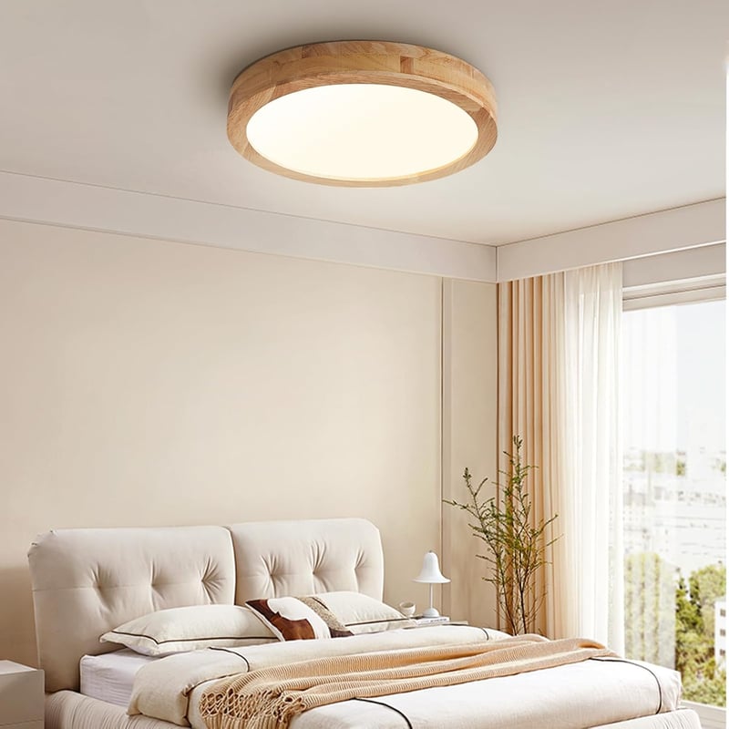Baerolc 40 cm Fa LED Mennyezeti Lámpa Távirányítóval - Szabályozható Fényerő, 3000K-6000K Kerek Világítás Hálószobába, Irodába, Konyhába