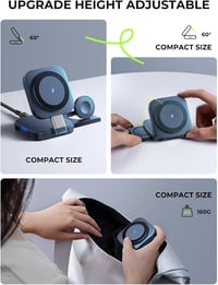 LISEN 3 az 1-ben MagSafe töltőállomás iPhone-hoz és Apple Watch-hoz - Kék vezeték nélküli töltő 4