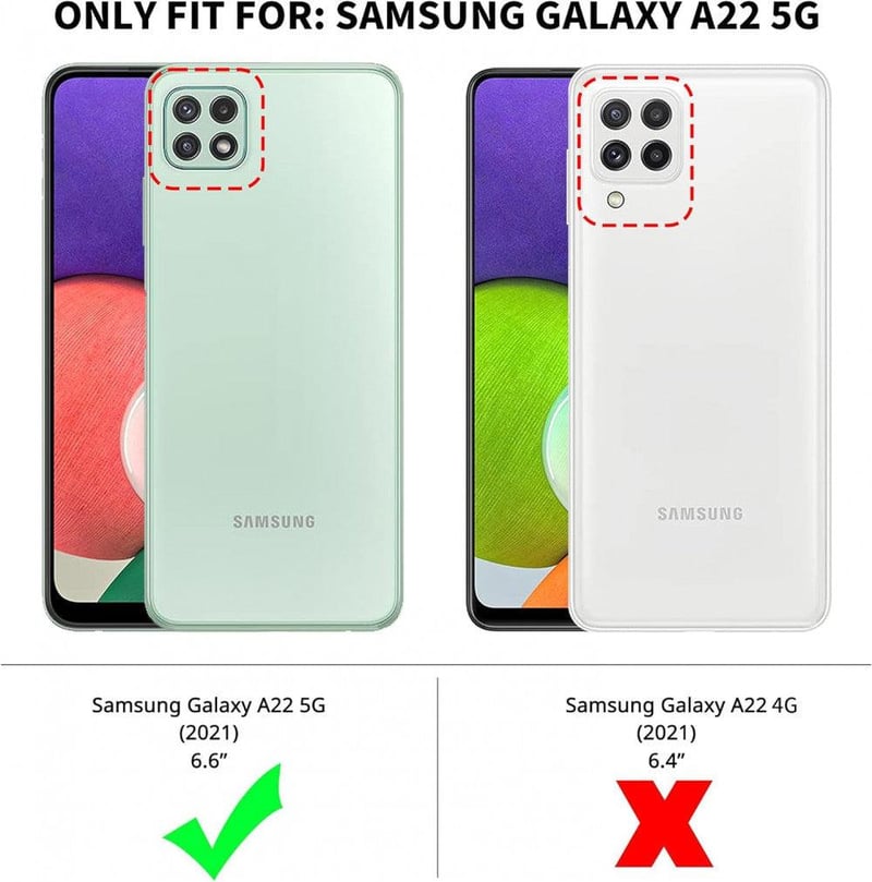 Samsung Galaxy A22 5G Bőrtok Kártyatartós Állvánnyal