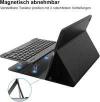 FOGARI Bluetooth Billentyűzetes Tok iPad 10.2/10.5 Készülékekhez - Német QWERTZ, Levehető, Újratölthető, 9/8/7 Generációs, Air 3, Pro 10.5 K 5
