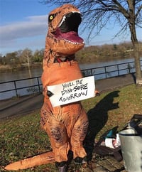 T-Rex Felfújható Dinoszaurusz Jelmez Felnőtteknek - Barna 5