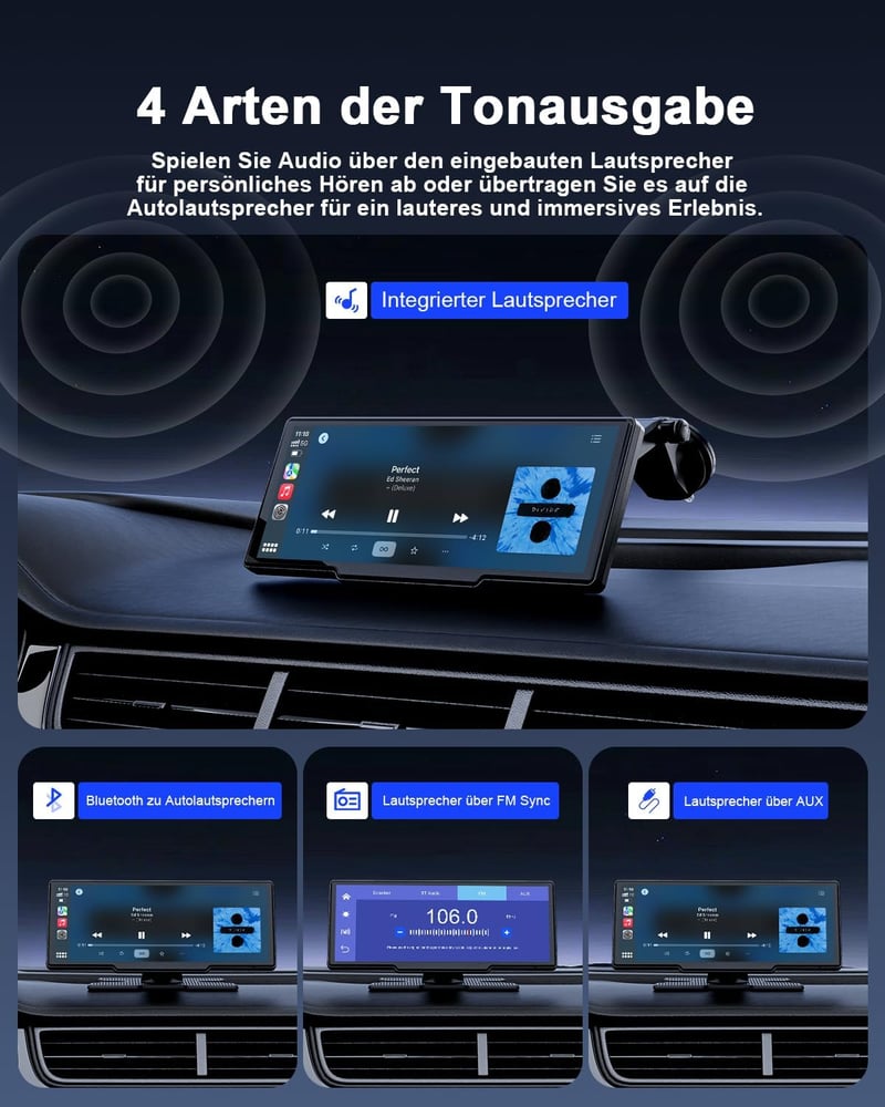 Avylet 8.1" Vezeték Nélküli CarPlay Kijelző Android és Apple Készülékekhez - IPS Érintőképernyő, IP67 Tolatókamera, GPS Navigáció, Bluetooth
