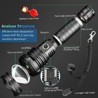 XHP90 LED zseblámpa, 90000 lumen, USB tölthető, vízálló, 5 üzemmód, 4800mAh akku 7