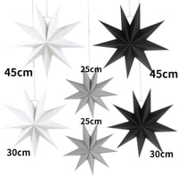 HBSTK 3D Karácsonyi Papírcsillag Szett 6db - Fekete, Fehér, Szürke Ablak és Fa Dekoráció 2