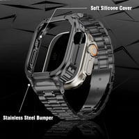 Apple Watch Ultra 49mm Robusztus Fém Szíj Tokkal - Szürke 6