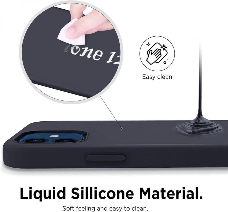 iPhone 12 Mini Szilikon Védőtok Mikroszálas Béléssel - Sötétszürke