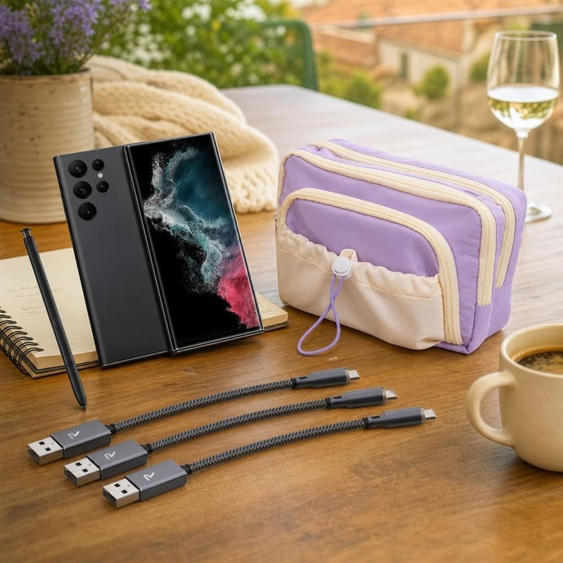 Balík na cesty: S Pen + 4-priehradkový peračník + 3x USB-C kábel