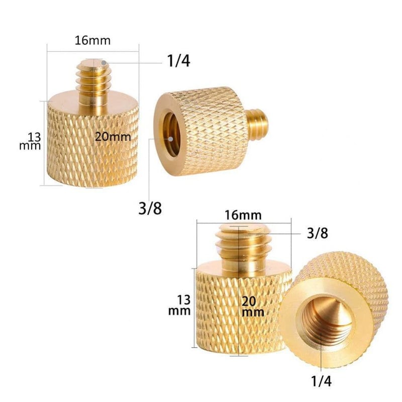 Arany Menetadapter Készlet Tripodhoz - 1/4" és 3/8" (6db)