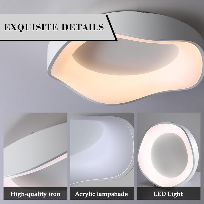 meibeileil Minimál LED Mennyezeti Lámpa 40cm - Négyzet Alakú Dimmelhető Üveg Lámpatest 36W 1600lm 3500K Meleg Fény Nappaliba, Hálóba, Konyhá