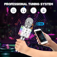 ShinePick Vezeték Nélküli Karaoke Mikrofon LED-del, Bluetooth, Android/iOS Kompatibilis - Ezüst 3