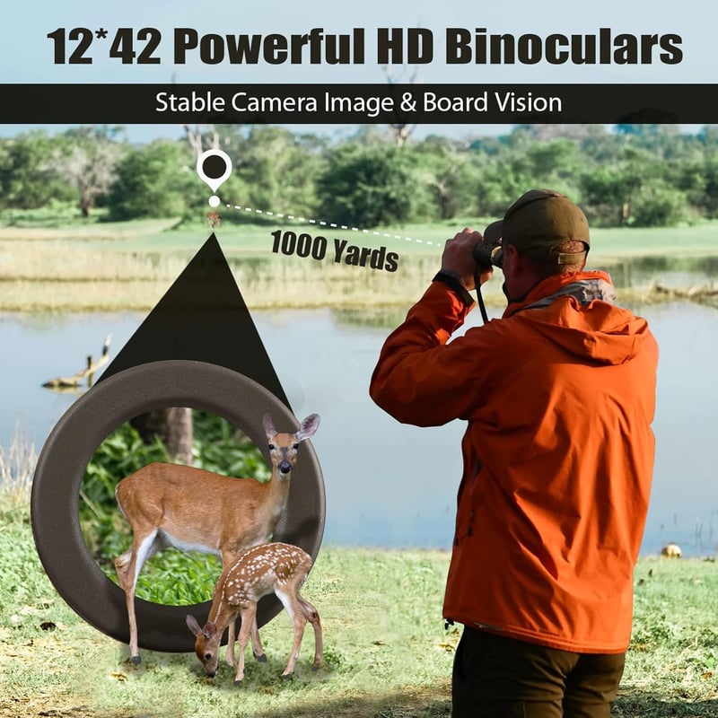Folgtek 12x42 HD távcső felnőtteknek - Nagy látómező, éjjellátó, vízálló