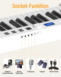 OYAYO 88 Billentyűs Összecsukható Digitális Zongora LCD Kijelzővel - Félig Súlyozott Billentyűk, Bluetooth MIDI, Hordtáskával, Gyerekeknek 7