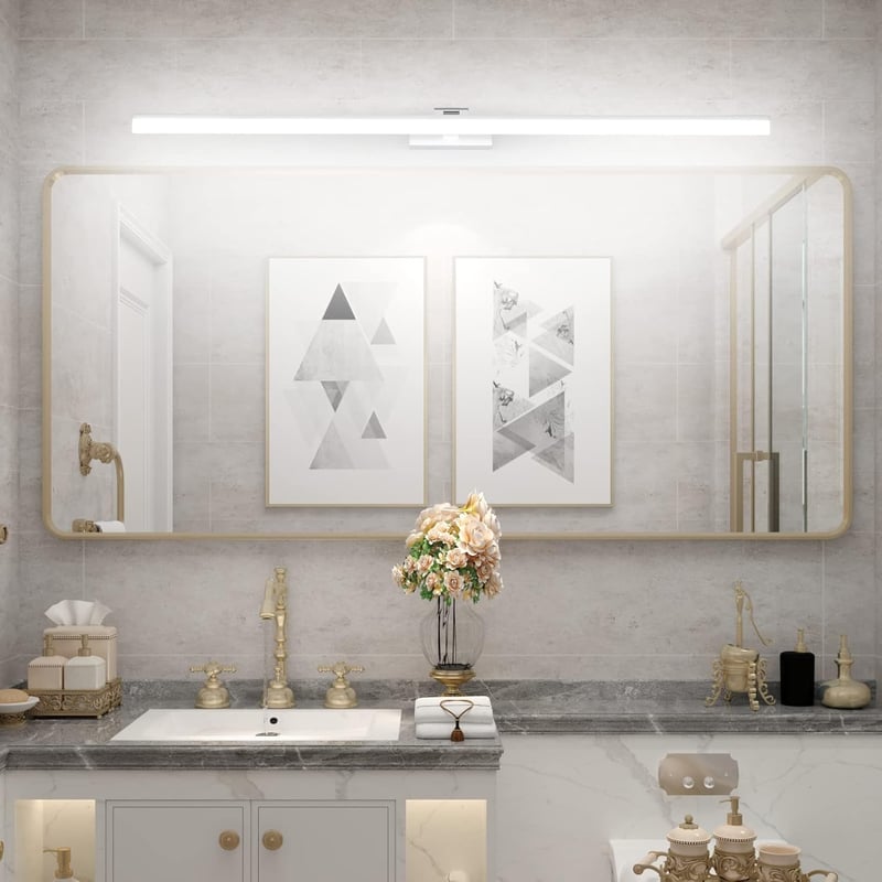 Klighten LED Tükör Világítás 32W 1820LM 6000K Hideg Fehér - 120cm Ezüst Fürdőszobai Fali Lámpa IP44 Vízálló 180° Forgatható Tükörlámpa