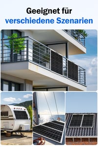 ECO-WORTHY 260W Flexibilis Napelem (2x130W) - Üvegszálas, 12BB Monokristályos, 23% Hatásfokú - Erkélyre, Lakóautóra, Hajóra, Kempingezéshez, 3