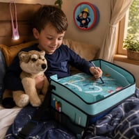 Set za uspavljivanje: Vatrogasac Sam audio čip + svjetiljka + putni stolić + plišani vuk 30 cm 1