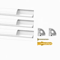 Chesbung LED hliníkový rohový profil biely, tvar V, 4x1 m pre LED pásy (1-12 mm), s mliečnym krytom, koncovkami a kovovými úchytkami, 45 stupňov — sada 4 ks 1