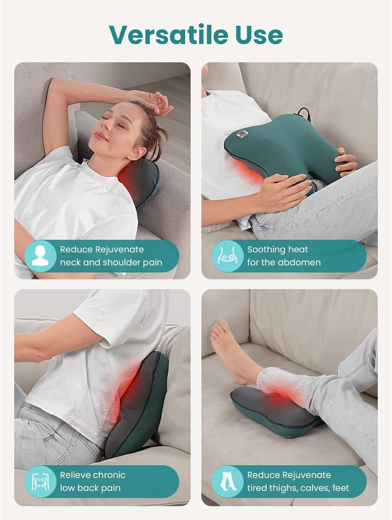 BOB AND BRAD EZBack Elektromos Hátmasszírozó Fűtéssel, Shiatsu 3D Gyúró Nyak Masszázsgép, Izomfájdalom Enyhítő Párna Hátra Nyakra Lábra