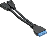 Rövid USB 3.0 adapterkábel - 19 tűs, fekete, 15 cm, 2 db-os szett 1