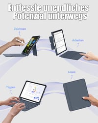 Nuflaz Mágneses Billentyűzet Tok iPad 10. Generációhoz (10.9") és iPad 11" - RGB Háttérvilágítás, Érintőpad, Toll Tartó, Szürke 8