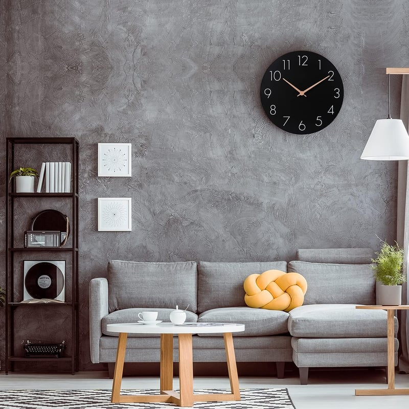 Plumeet 30cm Fekete Fa Falióra - Csendes, Keret Nélküli, Modern Minimál Dizájn