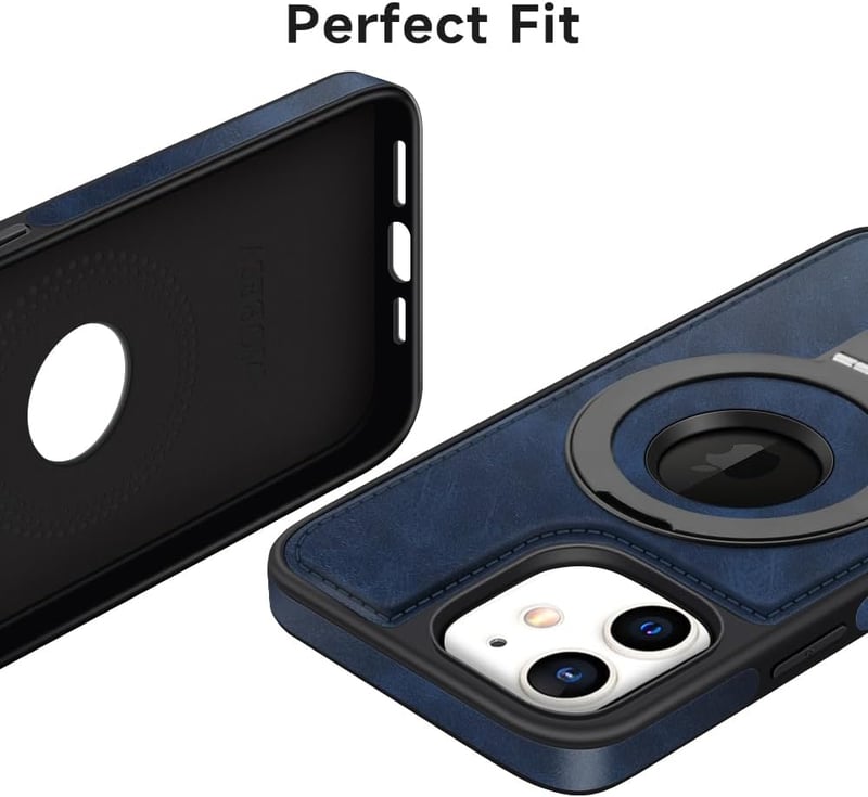 MOBESV Mágneses Telefontok iPhone 12 Mini 5.4" Készülékhez, MagSafe Kompatibilis Bőr Tok Állvánnyal, Vékony Elegáns Védőtok, Királykék