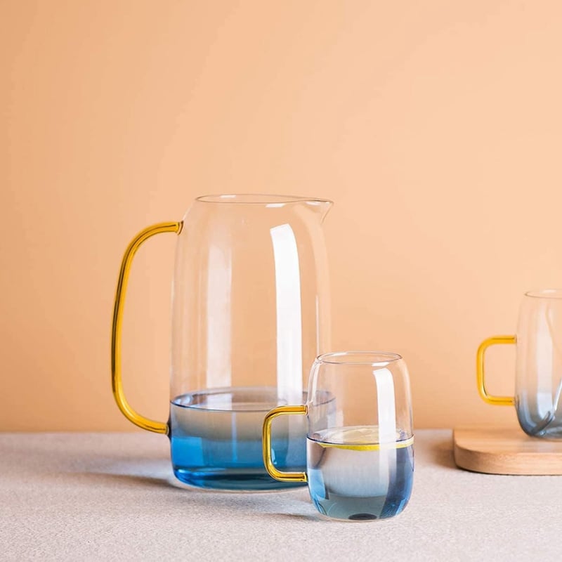 Hőálló üveg kancsó fedéllel - Limonádé, tea, víz tárolására