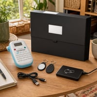 RFID inventúrny set: 10x RFID štítok + USB čítačka + 12mm tlačiareň + A4 zakladač 1