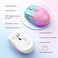 seenda Vezeték Nélküli Egér LED Világítással - Újratölthető, Csendes 2.4G USB Egér Jiggler Funkcióval, 2000 DPI, PC/Laptop Kompatibilis 6