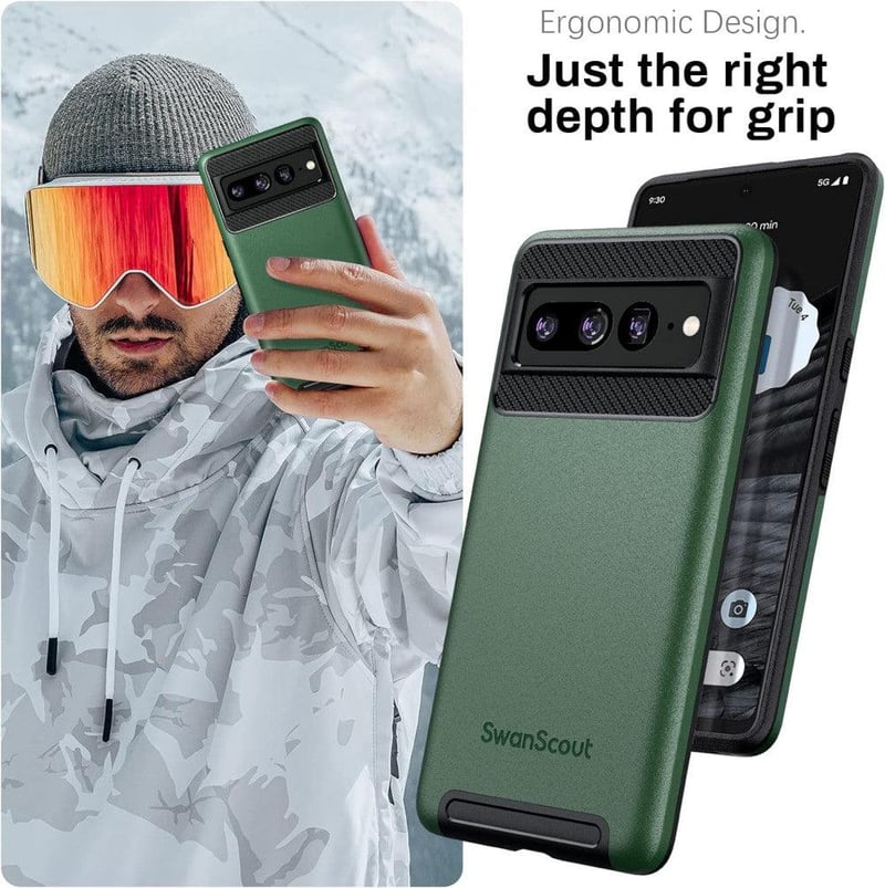 Google Pixel 7 Pro Zöld Védőtok - SwanScout Dupla Rétegű, Vezeték Nélküli Töltéssel