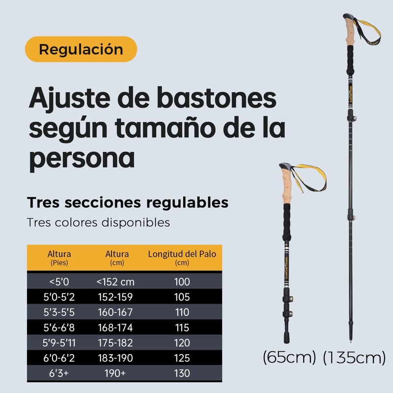 Wedo 3 részes alumínium túrabot 65-135cm, Nordic walking és Camino túrákhoz