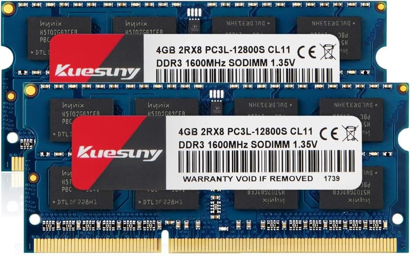 Kuesuny 8GB (2x4GB) DDR3/DDR3L 1600MHz Sodimm RAM - Laptop Memória Bővítés, 204 Pin, CL11, 1.35V/1.5V, Notebook Kompatibilis