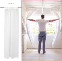 VOSAREA Fehér Pamut-Len Fényáteresztő Függöny Nappali és Hálószoba Dekorációhoz, Átlátszó Voile Anyag, 100 x 200 cm 5